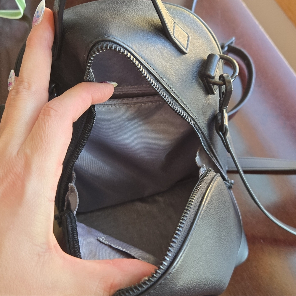 Pixie Mood Black Vegan Leather Convertible Mini Backpack / Crossbody Bag - Picture 8 of 8